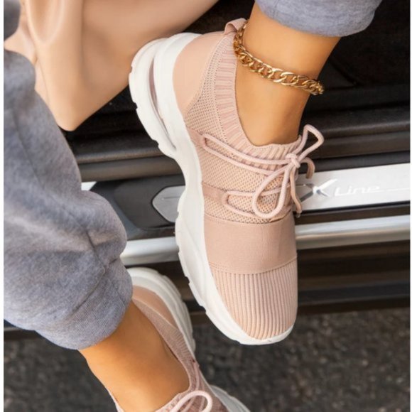 Shoes - Flyknit Slip On Sneakers in Blush